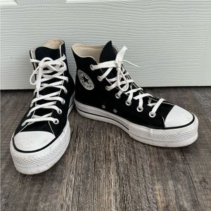 Black high top platform converse